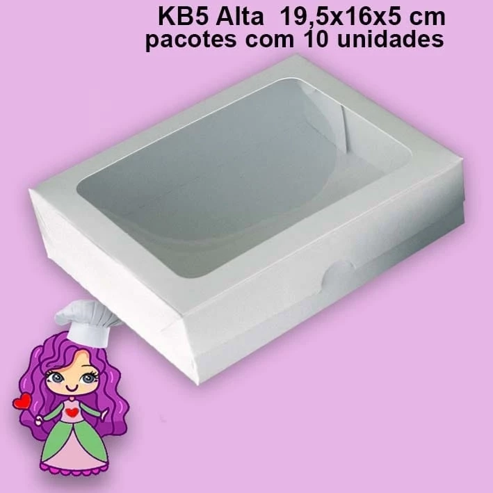 Embalagem para Presente MB5 Alta em papel Branco e Kraft- 19,5x16x5cm - Pacote com 10 unidades