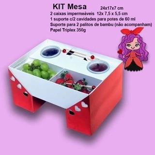 Embalagem Kit Mesa para Petiscos e Fondue em papel Branco/Kraft e Laminado Colorido - 17x24x07cm - Pacote com 05 unidades