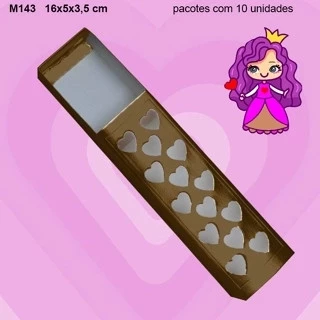 Embalagem para Presente K143 Coração em papel Branco, Kraft e colorido (Prata, Rose Gold, Vermelho) -16*05*3,5 - Pacote com 10 Unidades