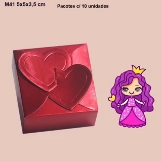 Embalagem M41 Coração em papel cartão nas cores Kraft, Branco, Vermelha, Ouro, Rose Gold, Prata- 05x05x3,5- pacote com 10 unidades