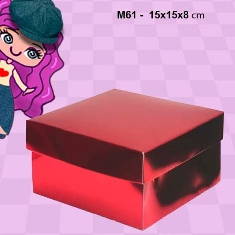 Embalagem M61 em papel Cartão Kraft e Laminado Colorido - 15x15x8 cm - Pacote com 10 unidades