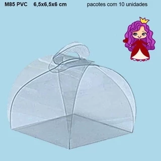 Embalagem M85 em PVC Crystal virgem - 6,5x6,5x06 cm - Pacote com 10 unidades