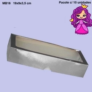 Embalagem MB16 com Visor em papel nas cores Branco, Ouro, Prata, Rose Gold e Vermelho - 19x09x3,5 cm- Pacotes com 10 unidades