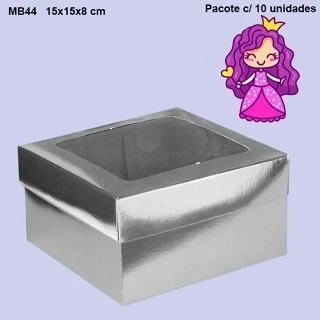 Embalagem MB44 em papel Branco e Kraft e Laminado Colorido - 15x15x08 cm - Pacote com 10 unidades
