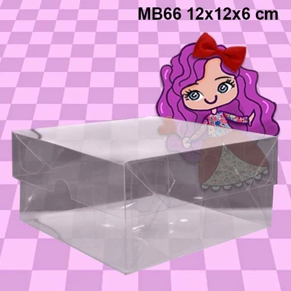 Embalagem MB66 Alta em PVC Crystal - 12x12x06 cm- Pacotes com 10 unidades