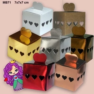 Embalagem MB71 Coração em papel Branco e Kraft e Laminado Colorido - 07x07x07cm - Pacote com 10 unidades
