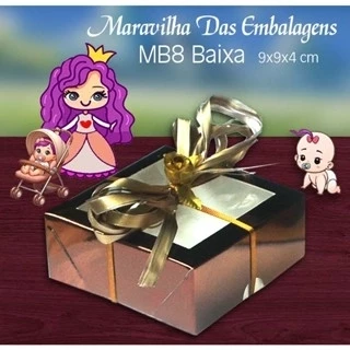 Embalagem para Presente MB8 Baixa em papel colorido - 09x09x04cm - Pacote com 10 unidades