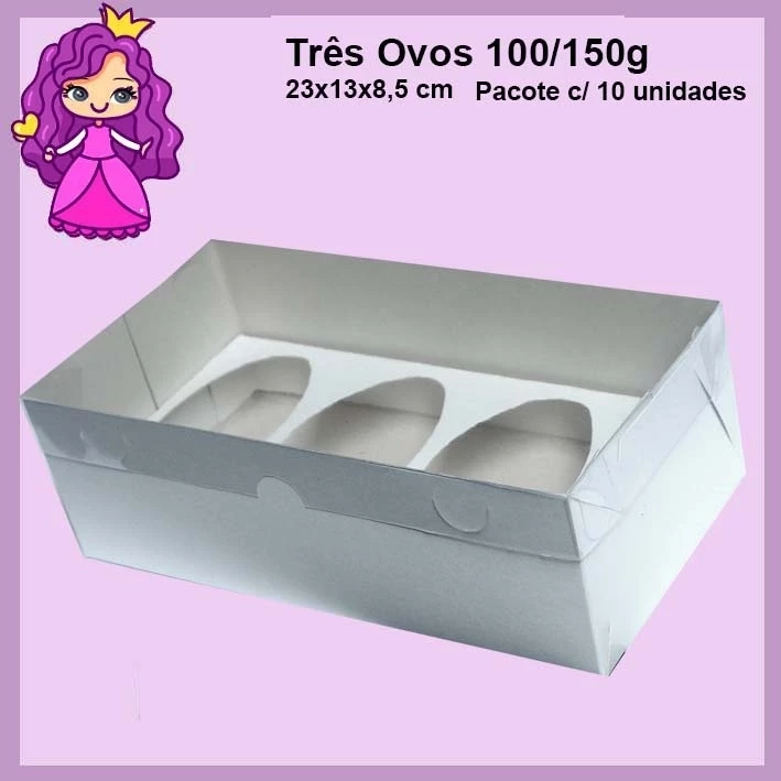 Embalagem Para Ovo de Colher Trio 100/150g em papel Branco ou Kraft - 23x15,5x7,5 - Pacote com 10 unidades