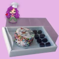 Embalagem Bentô Cake + 8 Doces com suporte na cor Branca- 18,5x25,5x11 - Pacote com 05 Unidades