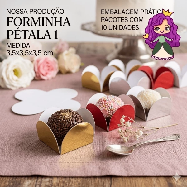 Forminha para Doces nas cores Ouro, Branco, Prata, Rose Gold e Vermelho- 3,5x3,5x3,5 - Pacote com 50 Unidades
