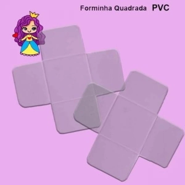 Forminha Quadrada para Doces em PVC Crystal Virgem 0.20mm (20 micras) - 3,5x3,5x3,5 - Pacote com 50 Unidades