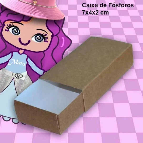 Embalagem tipo Caixa de Fósforo em papel Kraft/Branco- 07x04x02cm - pacote com 10 unidades