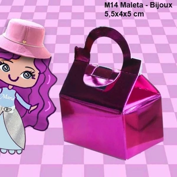 Embalagem M14 Maleta em papel Cartão Branco | Kraft e Laminado Colorido - 5,5x04x05cm - Pacote com 10 unidades