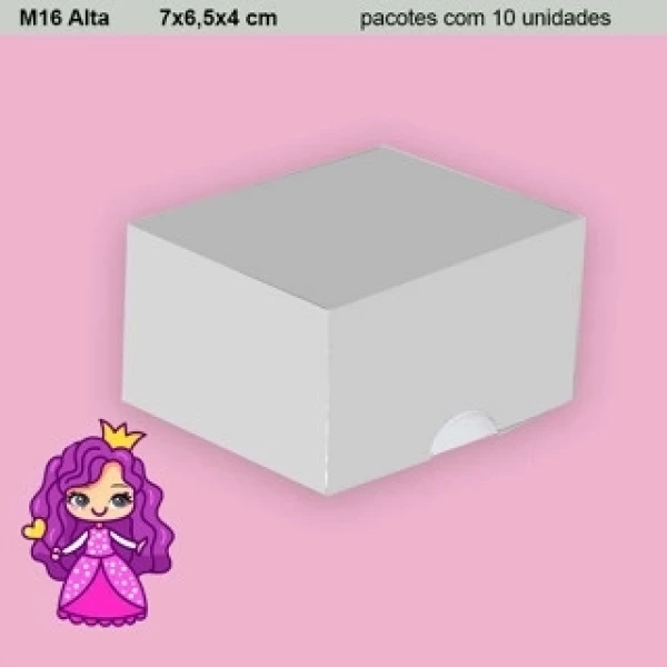 Embalagem M16 Alta sem visor em papel Branco e Kraft 300GR- 7X6,5X4cm - Pacote com 10 unidades