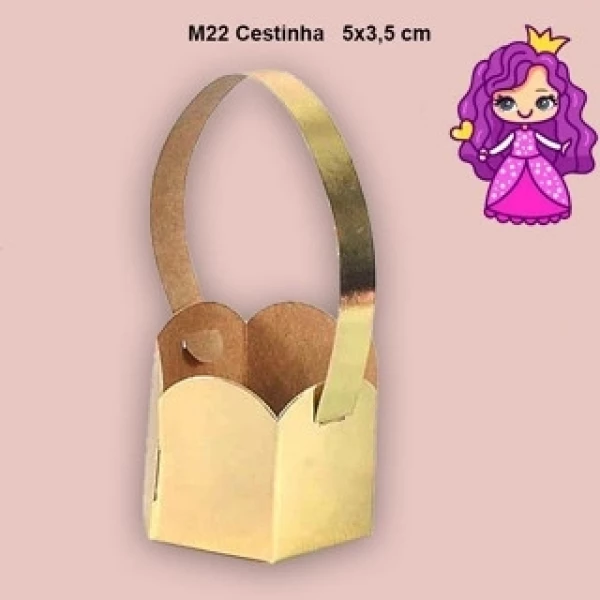 Embalagem M22 Cestinha nas Cores Bronze, Ouro, Prata, Rose Gold e Vermelho - Medidas: 05x3,5cm - Pacote com 10 Unidades.