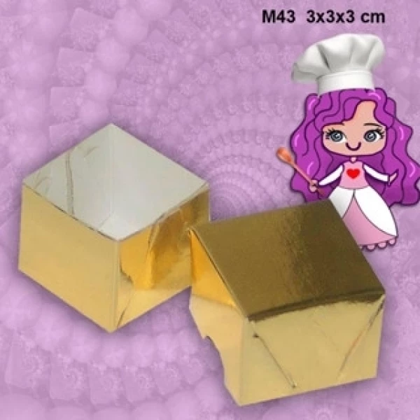 Embalagem M43 Cubo em papel Laminado nas cores Ouro, Prata e Vermelho - Medidas: 03x03x03cm - Pacote com 10 Unidades.
