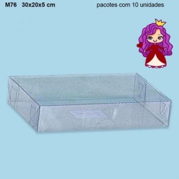 Embalagem M76 em PVC Crystal virgem -30X20X05 cm - Pacote com 10 unidades