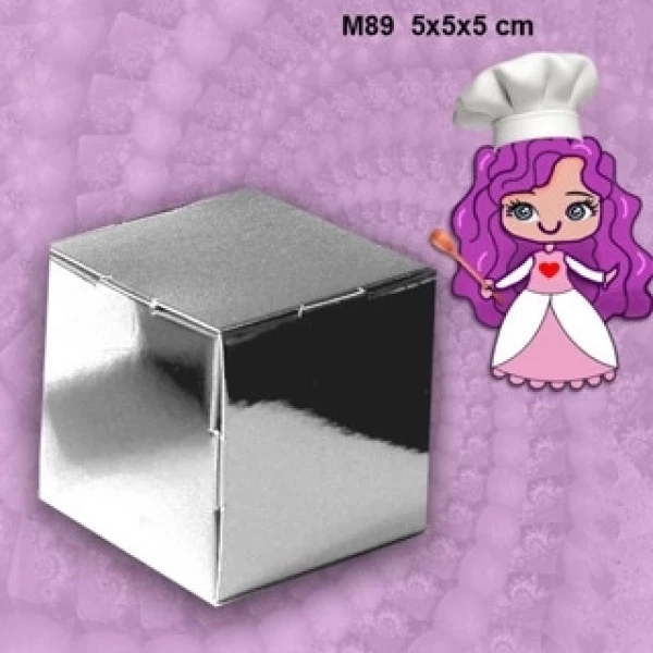 Embalagem M89 Cubo em papel Laminado nas cores Ouro, Prata e Vermelho - Medidas: 05x05x05cm - Pacote com 10 Unidades.