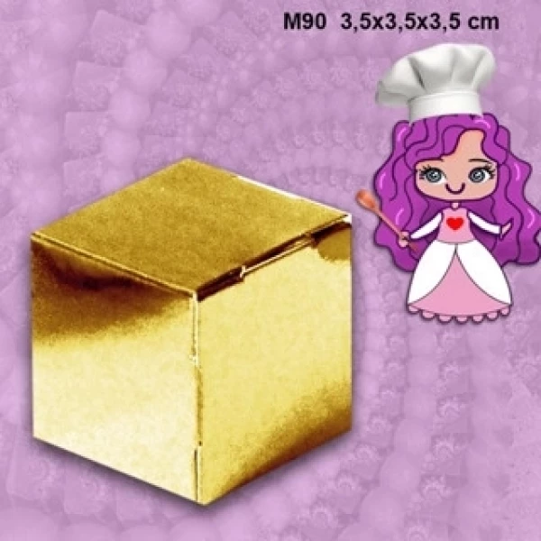 Embalagem M90 Cubo em papel Laminado Colorido - Medidas: 3,5x3,5x3,5cm - Pacote com 10 Unidades.