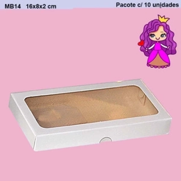 Embalagem MB14 em papel Kraft ou Branco 276GR - 16X08X02 cm - Pacote com 10 unidades