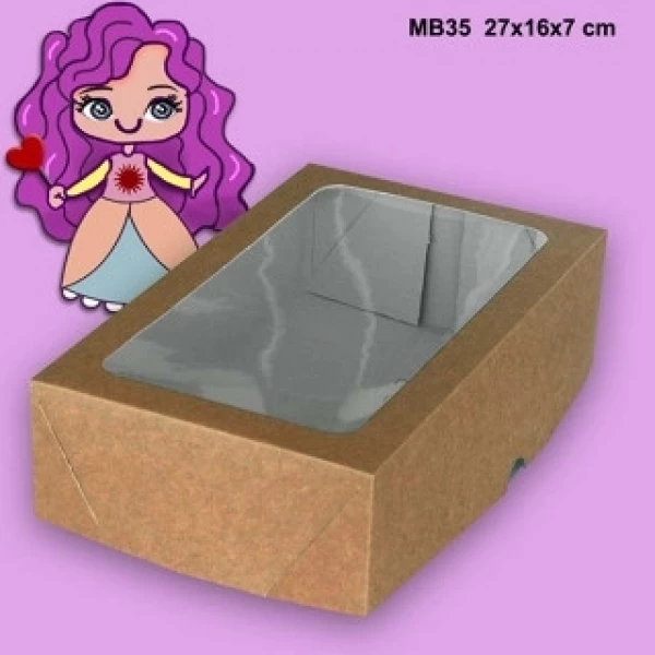 Embalagem MB35 em papel Branco e Kraft de 320G  - 27x16,5x07 cm - Pacote com 10 unidades