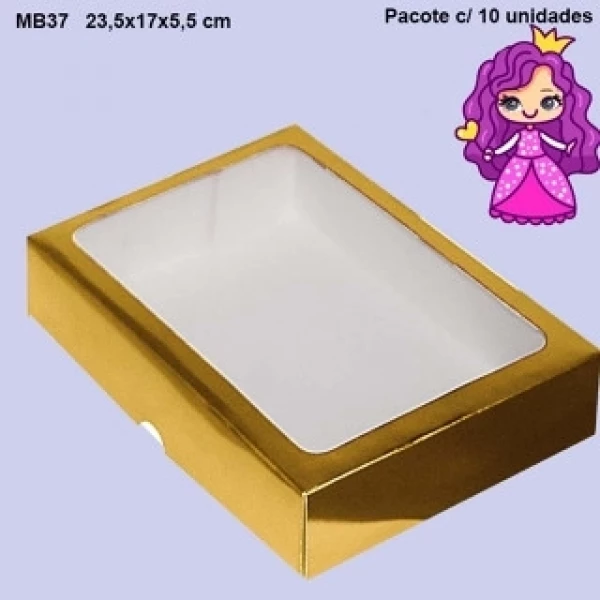 Embalagem MB37 em papel Laminado Ouro, Prata, Rose Gold, Vermelho e Bronze - 23,5x17x5,5 cm - Pacote com 10 unidades
