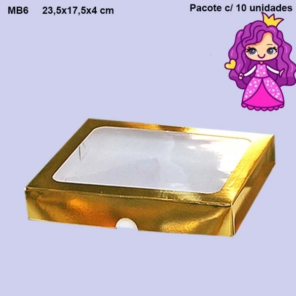 Embalagem MB6 em papel Laminado nas Cores Bronze, Ouro, Pink, Prata, Rose Gold e Vermelho - 23,5x17,5x04 cm - Pacote com 10 unidades