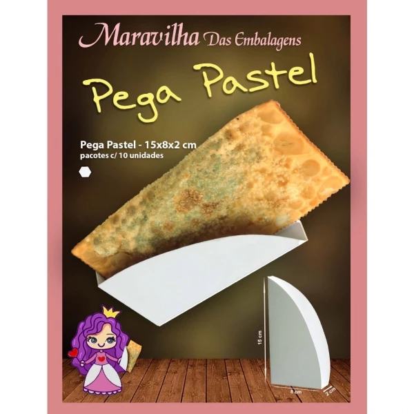 Embalagem Pega Pastel em Papel Branco - 15x08x02 - Pacote com 50 Unidades