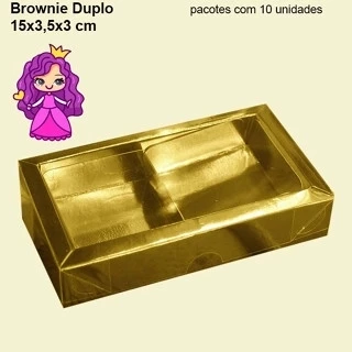 Embalagem para Brownie Duplo em papel Colorido e Tampa em PVC Crystal virgem- 15x3,5x03cm - Pacote com 10 unidades