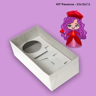 Embalagem Kit Confeiteiro Mini Panetone em papel Branco ou Kraft - 23x12x7,5 - Pacote com 10 unidades