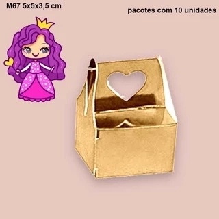 Embalagem M67 Maleta Coração em papel cartão nas cores Vermelha, Ouro, Rose Gold, Prata e Bronze - 05x05x3,5- pacote com 10 unidades