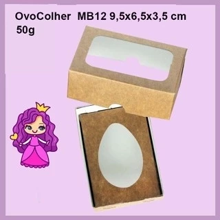Embalagem MB12 com suporte para ovo 50g em papel Kraft - 3,5x6,5x9,5 cm - Pacote com 10 unidades