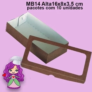 Embalagem para Presente MB14 Alta em papel Branco e Kraft- 16x08x3,5 cm - Pacote com 10 unidades