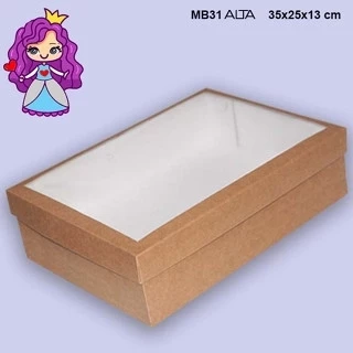 Embalagem MB31 Alta com Visor em papel Klabin de 360G Kraft - 35X25X13 cm - Pacote com 10 unidades