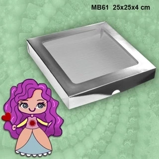 Embalagem MB61 com Visor em papel Branco e Kraft e Laminado Colorido - 25x25x04 cm - Pacote com 10 unidades