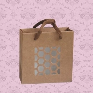 Sacola MS10 em papel Kraft Colmeia 250GR - 10x4x10 cm- Pacotes com 10 unidades