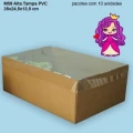Embalagem M59 Alta com corpo em papel Kraft e Tampa em PVC Crystal virgem - 35x24,5x13,5 cm - Pacote com 5 unidades
