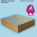 Embalagem M59 Baixa com corpo em papel Kraft e Tampa em PVC Crystal virgem - 35x25x08 cm - Pacote com 5 unidades