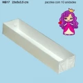 Embalagem MB17 com Tampa em PVC Crystal virgem e Fundo em papel Branco -23x05x3,5cm - Pacote com 10 unidades