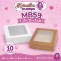 Embalagem MB59 com Visor em papel Kraft e Branco - 15x15x04 cm- Pacotes com 10 unidades